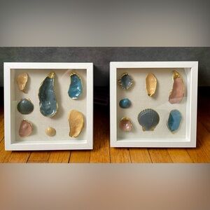 Framed Seashell Art with Gold Accents